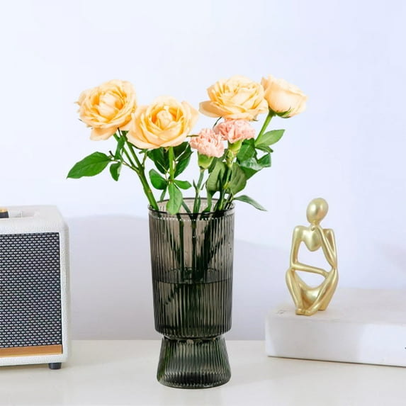 ZhyrZng Plastic Vase for Flowers Hydroponic Plants - Self Watering Imitation Glass Pot with Water Conduction Rope Transparent Soil Growing Container for Living Room Decor