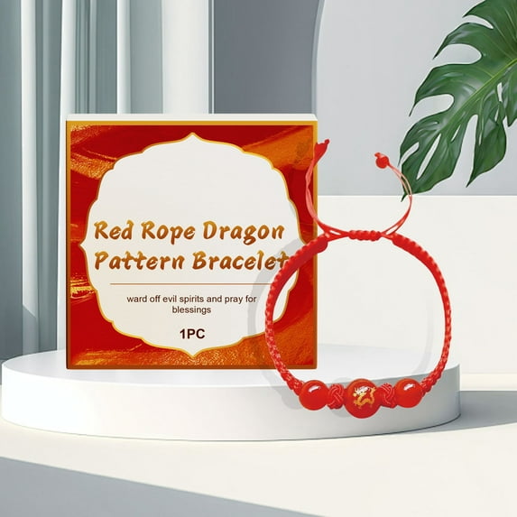 ZhyrZng Red Rope Pattern Bracelet For Feng Shui Transportation Adding Color Praying For Blessings And Attracting Wealth