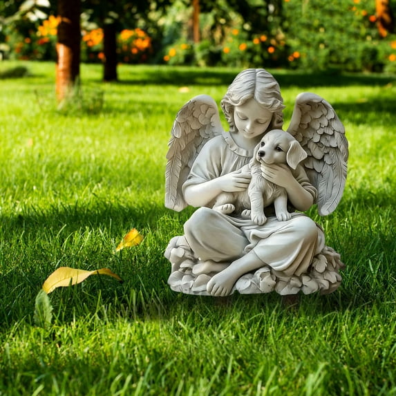 ZhyrZng Waterproof Decorative Cross Garden Stake, Two Dimensional Yard Sign Flat Decor featuring Angel And Cross Design With Transparent Acrylic Material For Outdoor Lawn Collection