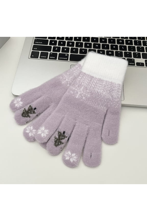 Winter Warm Gloves for Men Women Students - Blue Touch Screen Split Finger Mittens with Thick Polyester for Outdoor Cycling Driving Running Cold Weather Protection