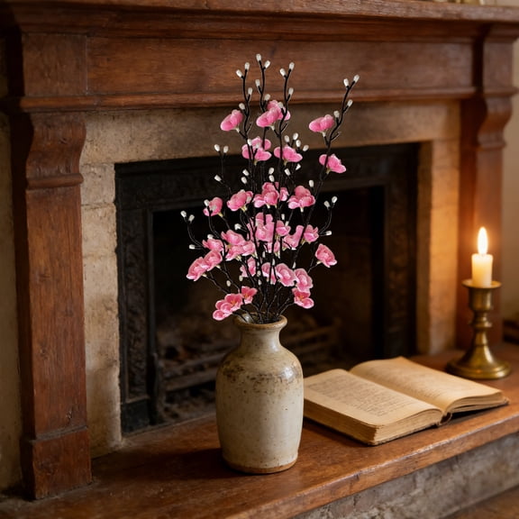 ZhyrZng faux cherry blossom branches for Home Decor And Arrangement - White Mini Artificial cherry blossom branches with Plastic Material and cherry blossom decor for Living Room