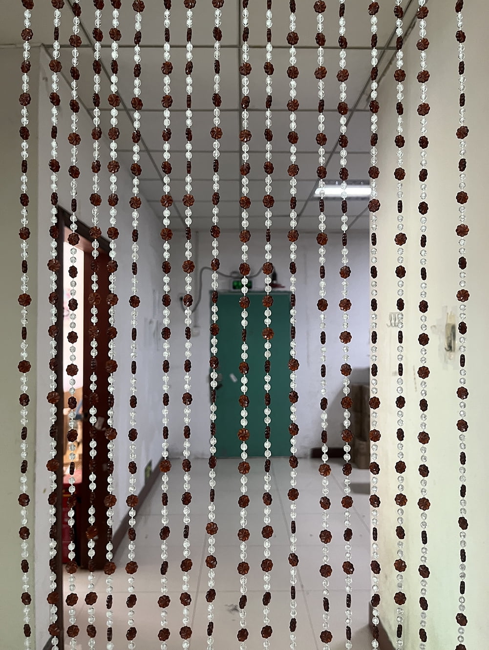 ZiDeTang 100% Acrylic Plum Blossom Beaded Door Curtain for Doorway String Tassel Closet Sliding Room Divider Home Décor Privacy Drapes ( Brown, 39.3" x 76.7")