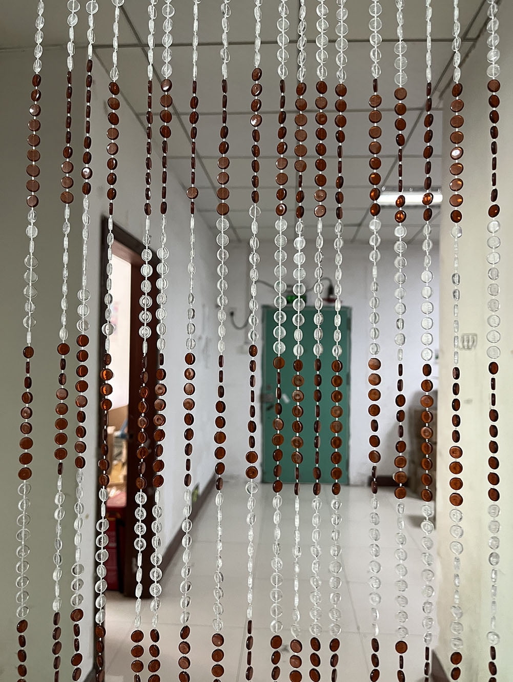 ZiDeTang 100% Acrylic Round Beaded Door Curtain for Doorway Sparkle Boho Hippie Room Divider Decor Fringe Tassel Window Fly Screen ( Brown, 39.3" x 76.7")