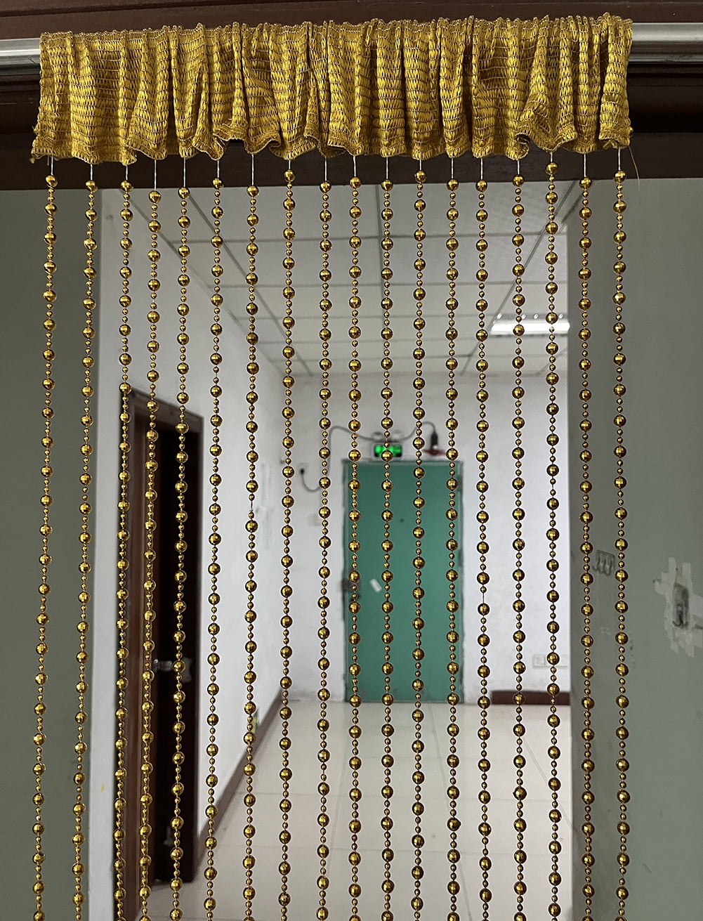 ZiDeTang 100cm x 195cm Sparking Plating Plastic Diamond Décor Beaded Door Curtain String Doorway Room Divider Window Tassel Blind Screen Panel (Gold)