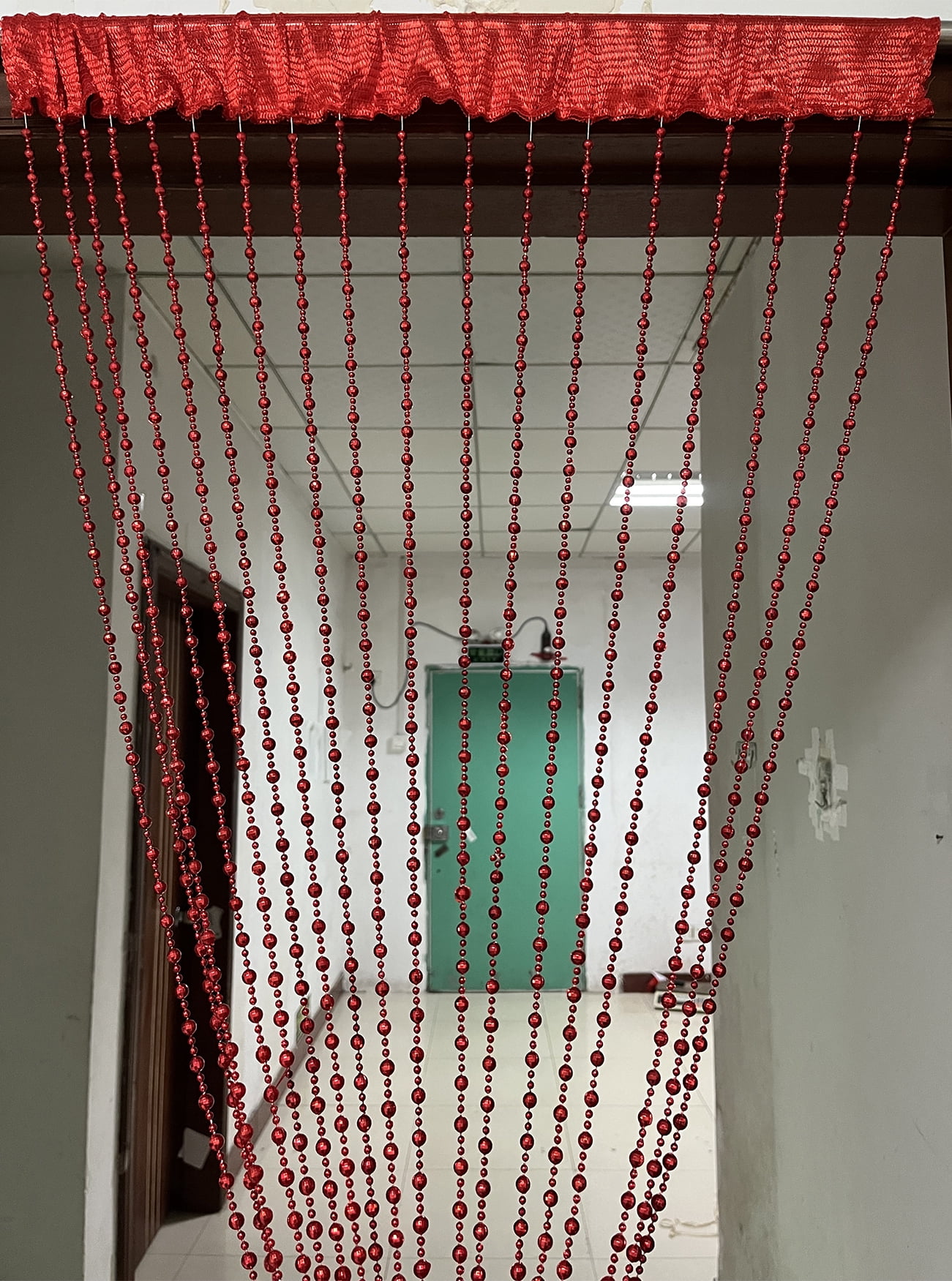 ZiDeTang 100cm x 195cm Sparking Plating Plastic Diamond Décor Beaded Door Curtain String Doorway Room Divider Window Tassel Blind Screen Panel (Red)