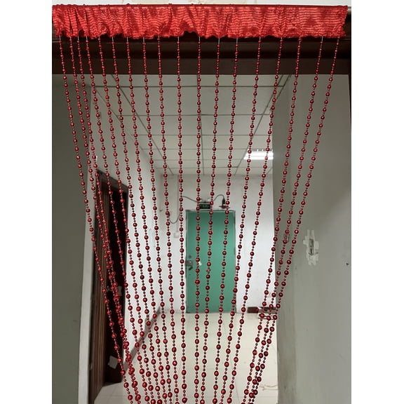 ZiDeTang 100cm x 195cm Sparking Plating Plastic Diamond Décor Beaded Door Curtain String Doorway Room Divider Window Tassel Blind Screen Panel (Red)