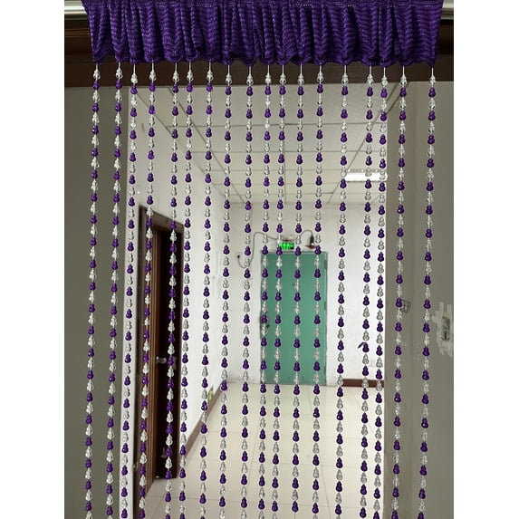 ZiDeTang 18 Rows Acrylic Calabash Door Beaded Curtain Home Décor String Doorway Room Divider Tassel Window Blind Screen Panel for Wedding café Office (39.3" x 76.7",Purple)