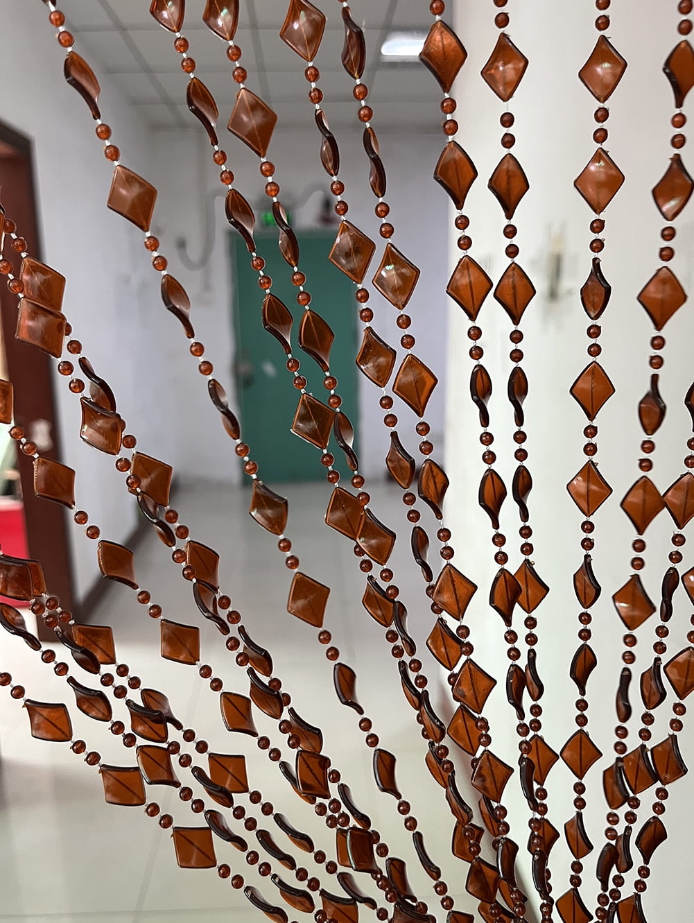 ZiDeTang Acrylic Maple Leaves Diamond Décor Beaded Door Curtain String Doorway Room Divider Window Tassel Blind Screen Panel (39.3"x76.7",Brown)