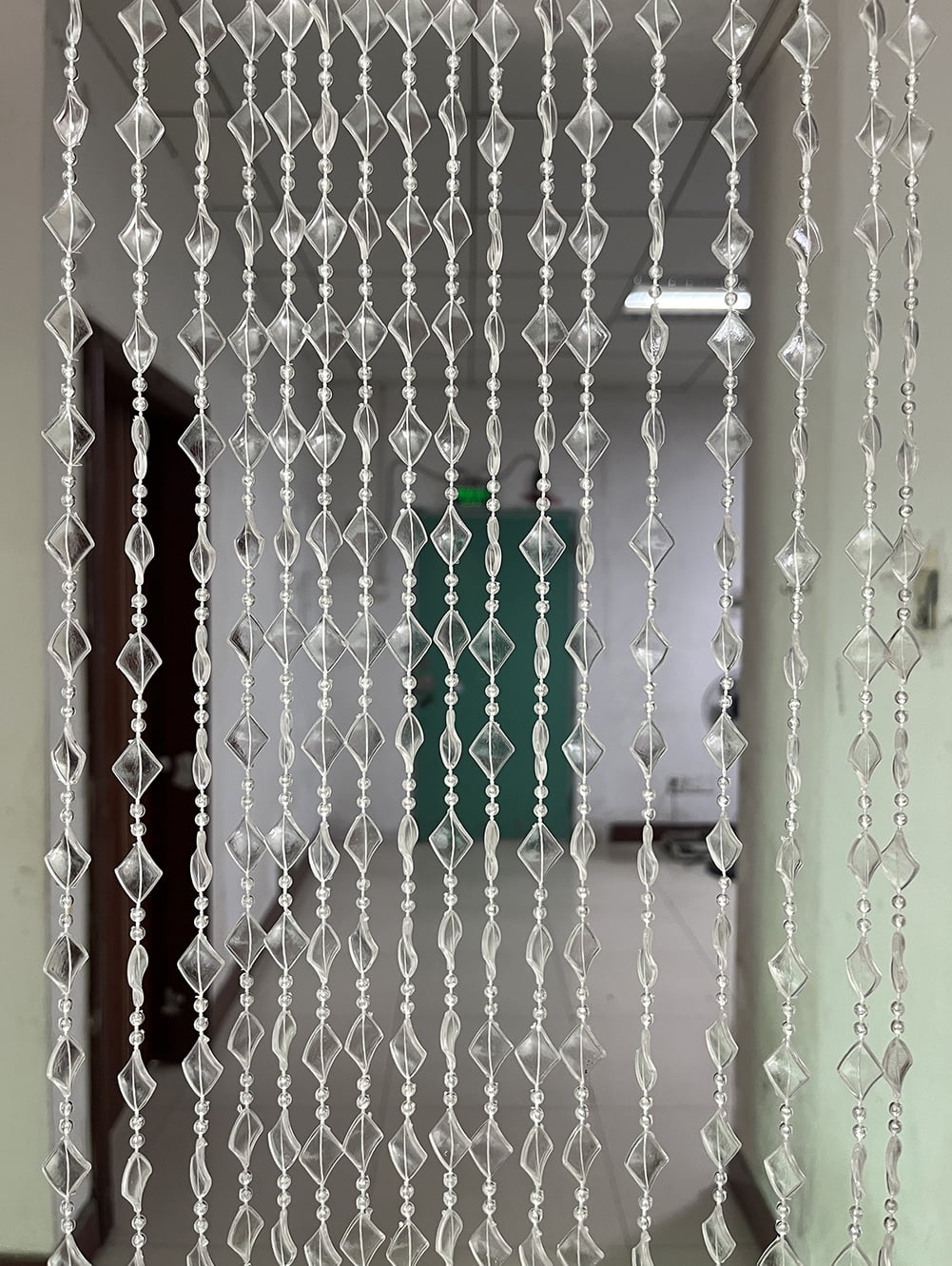 ZiDeTang Acrylic Maple Leaves Diamond Décor Beaded Door Curtain String Doorway Room Divider Window Tassel Blind Screen Panel (39.3"x76.7",Clear)