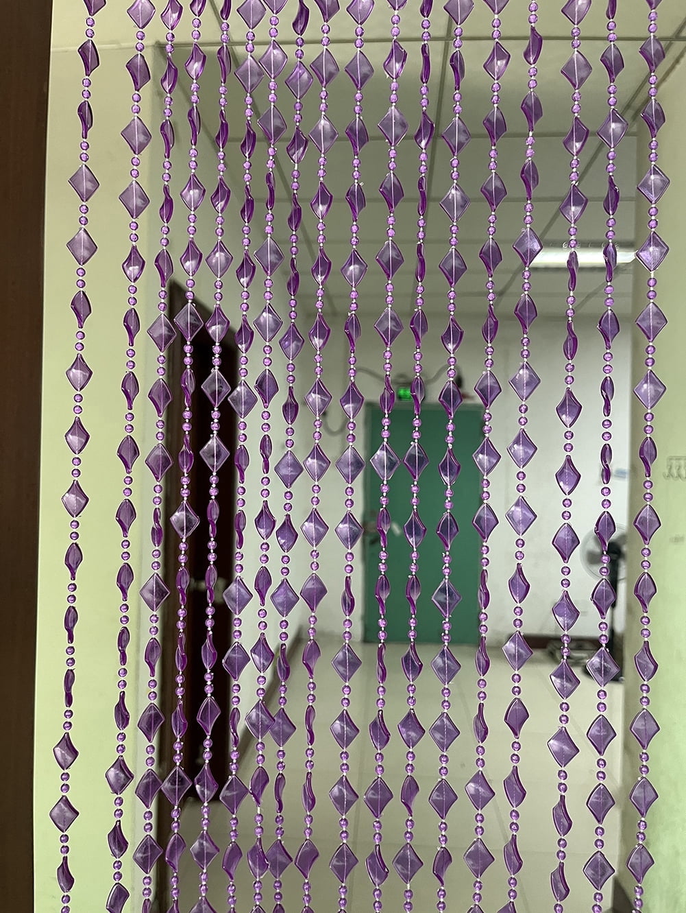 ZiDeTang Acrylic Maple Leaves Diamond Décor Beaded Door Curtain String Doorway Room Divider Window Tassel Blind Screen Panel (39.3"x76.7",Purple)