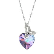 ZiSUGP Fashion Korean Version Of Love Amethyst Pendant Necklace Female Heart Fish Tail Necklace Three Picture Locket