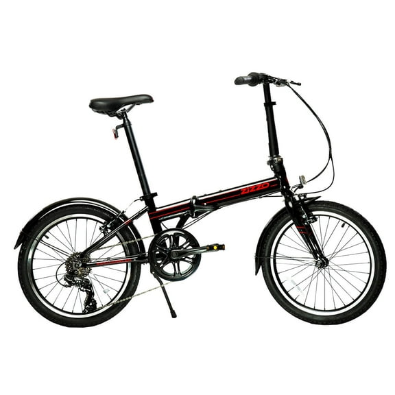 ZiZZO 26 lbs. Via 20" 7-Speed Aluminum Alloy Folding Bicycle, Black, All Genders