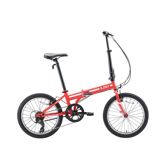 ZiZZO FERRO 20" Wheel, HT-Steel 7-Speed Aluminum Alloy Folding Bike for all genders, Red