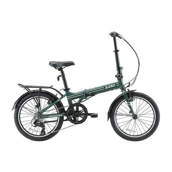 ZiZZO FORTE 20" Wheel, Heavy Duty- 300 lbs. maximum weight capacity 7-Speed Aluminum Alloy Folding Bike for all genders, Green