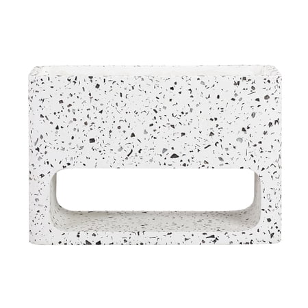Zia 24 Inch Modern Indoor Outdoor Planter, Terrazzo Concrete Cut Out, White - Saltoro Sherpi