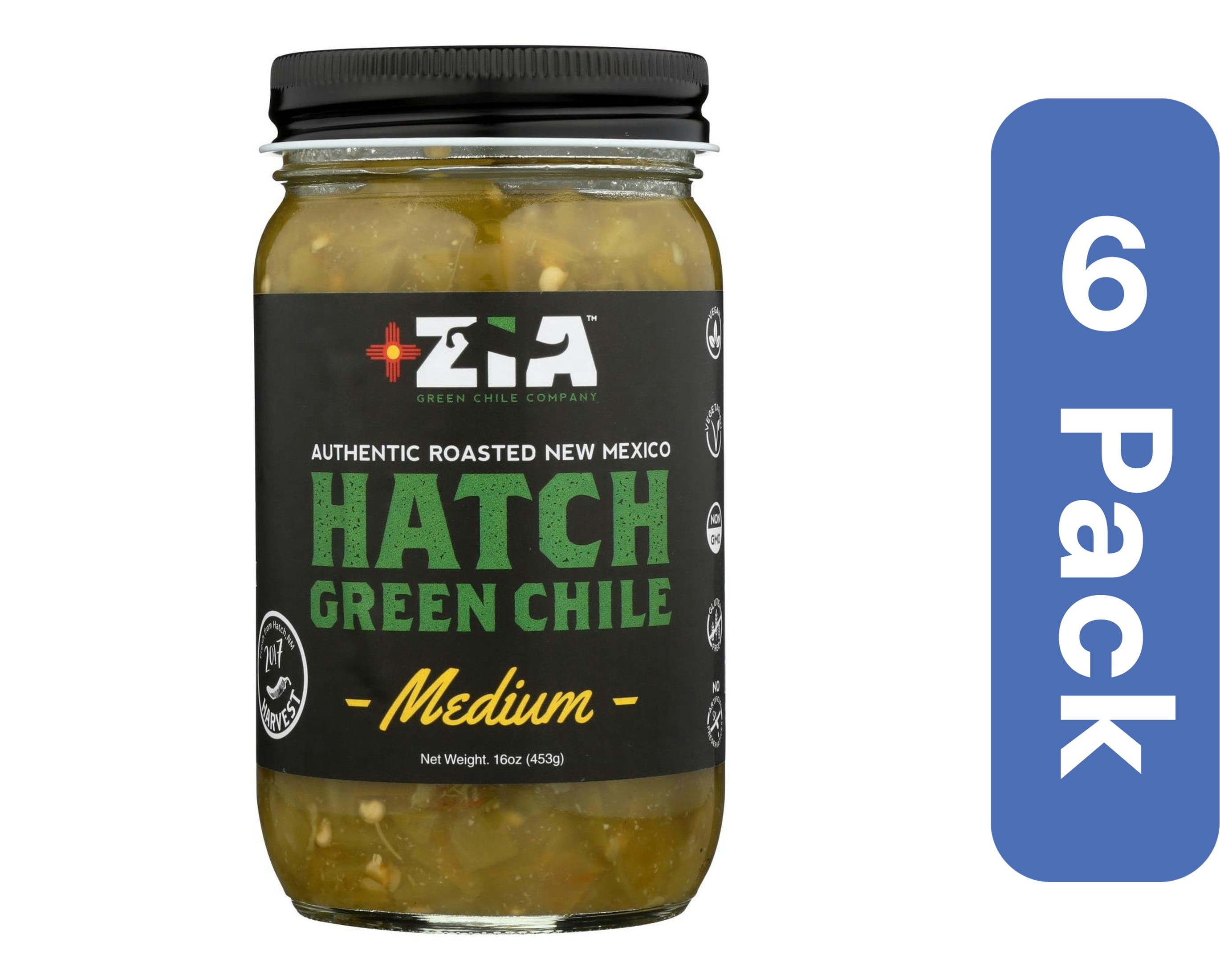 Zia Hatch Chile Company Roasted Green Chile 16 oz (Pack Of 6)