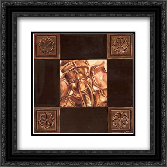 Zia I 2x Matted 20x20 Black Ornate Framed Art Print by Fields, Wendy