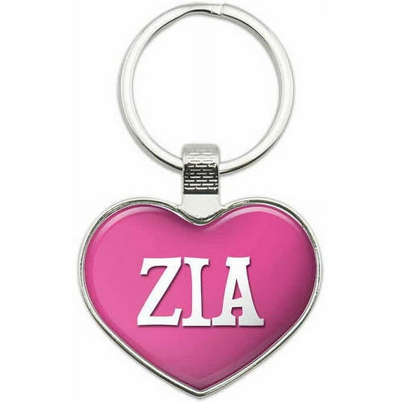 Zia - Names Female Metal Heart Keychain Key Chain Ring, Multiple Colors Available