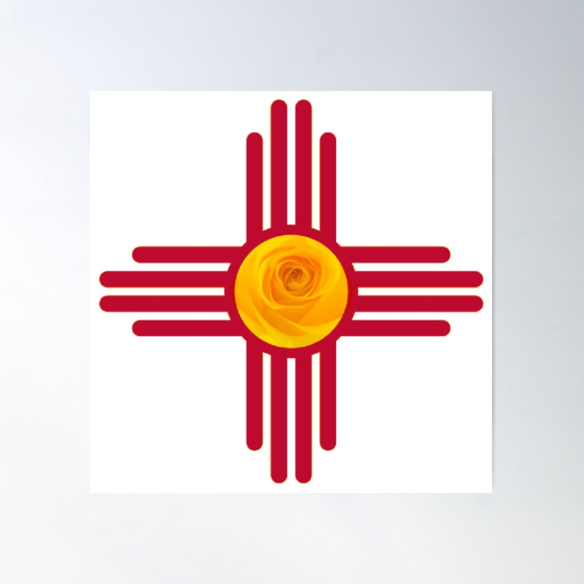 Zia Sun Symbol New Mexico Flower Nature Foral Poster Wall Art, Modern ...