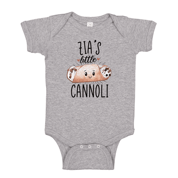 Zia's Little Cannoli Baby Bodysuit One Piece NB Athletic Heather