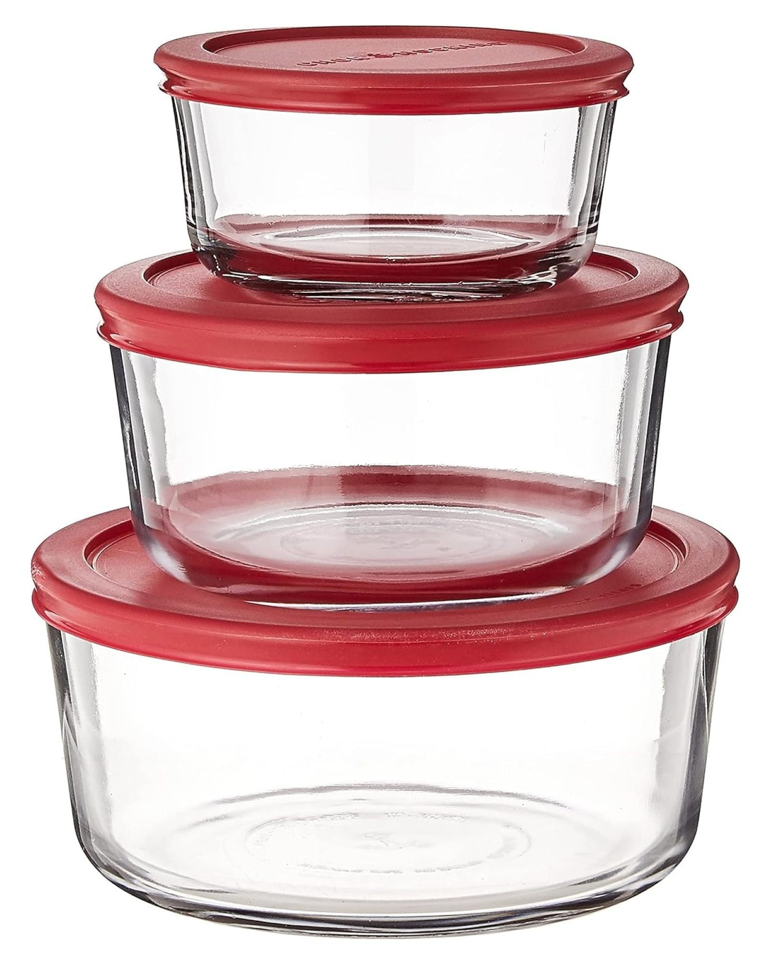Red Glass Food Storage Containers with Lids, 6-Set