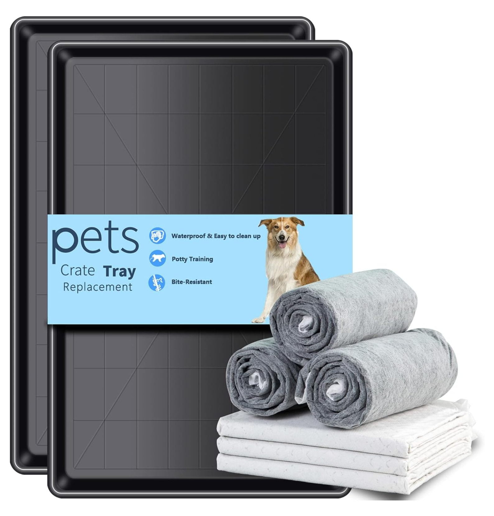 ZiaZbYinY Dog Crate Tray 36" ChewProof Replacement Pan, Easy to Clean