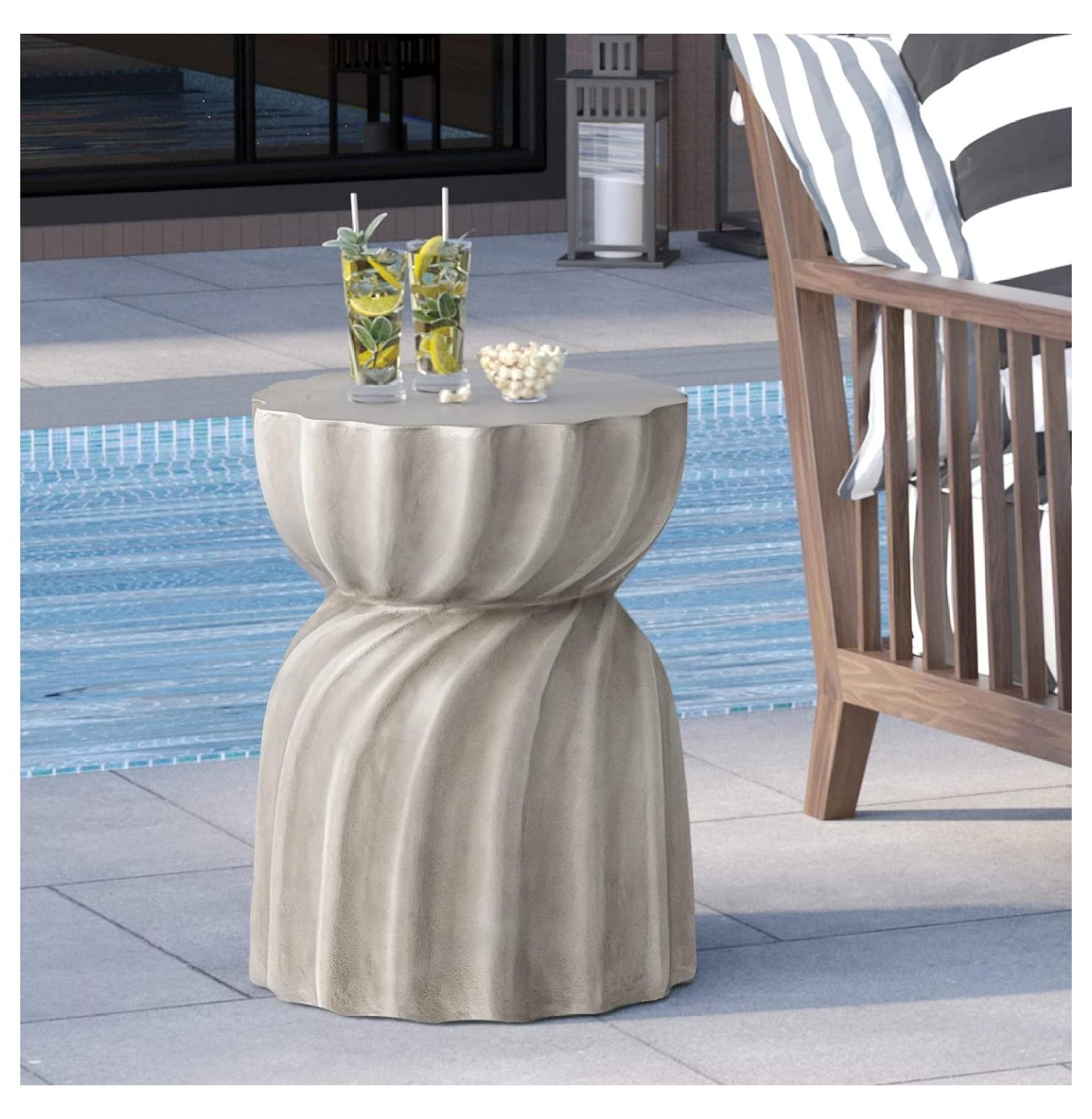ZiaZbYinY Unique Outdoor Concrete Side Table, Garden Stool, Round Patio ...