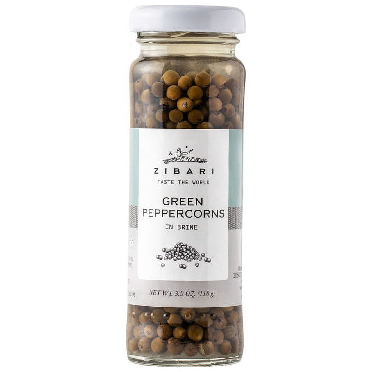 Zibari Green Peppercorns in Brine Kosher 3.9 Oz (110g) 12 Pack Product from India