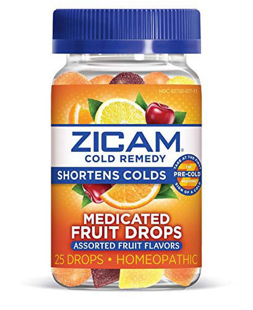Zicam Cold Remedy Medicated Fruit Drops Homeopathic Medicine, 25 Count, 3 Pack