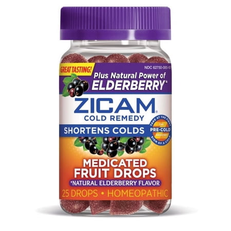 Zicam Cold Remedy Medicated Fruit Drops Plus Elderberry 25ct 1 ea(3pack)