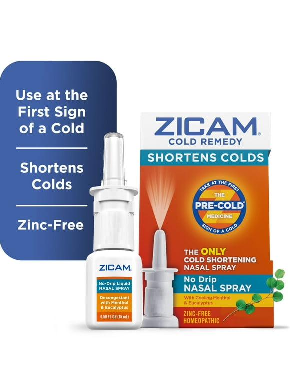 Zicam Cold Remedy Nasal Spray Menthol & Eucalyptus, Homeopathic Zinc-Free, Pre-Cold Medicine, 0.5 oz