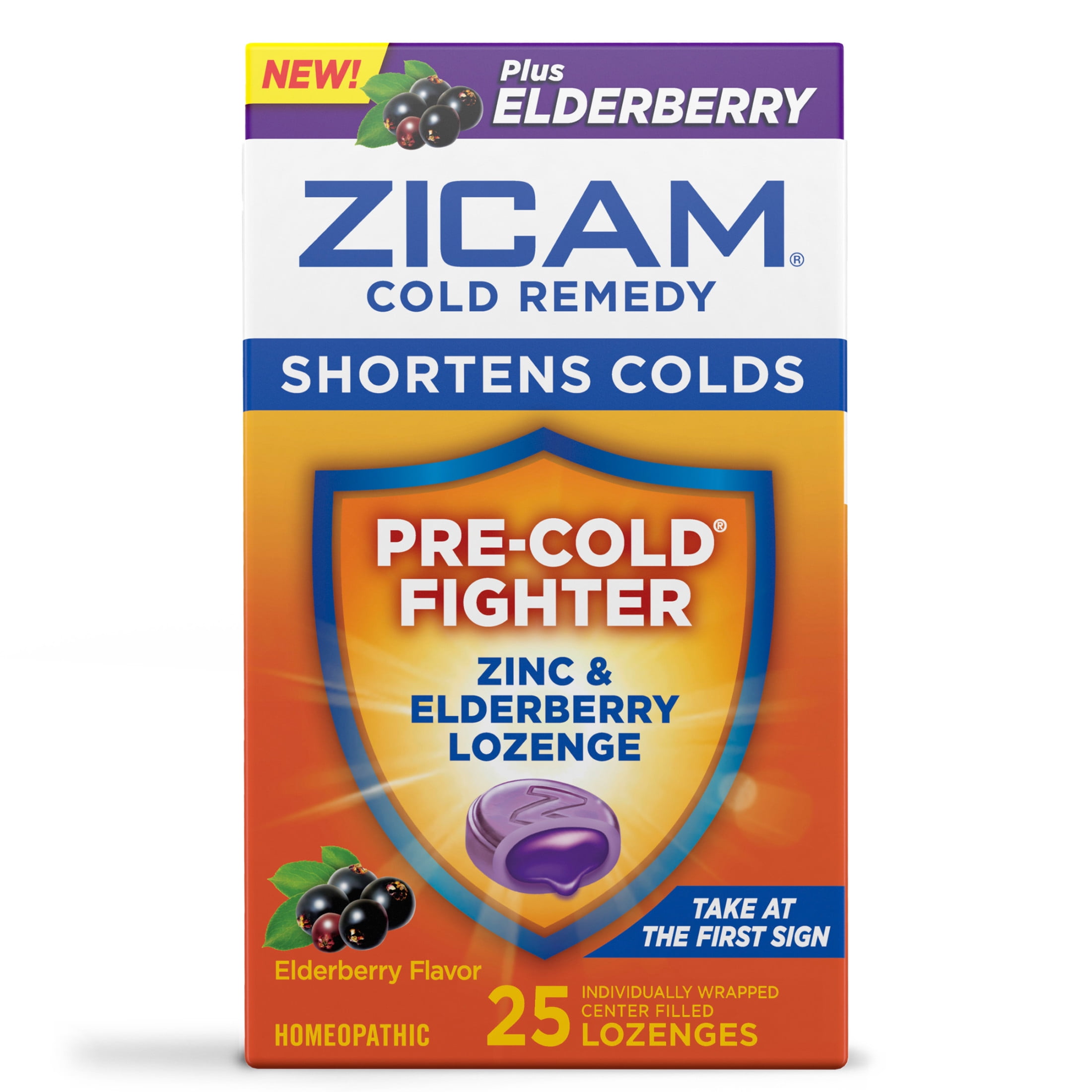 Zicam Cold Remedy Zinc Lozenges, Elderberry Flavor, Homeopathic, Soothes Sore Throat and Coughs, Cold Shortening Medicine, Shortens Cold Duration, 25 Count