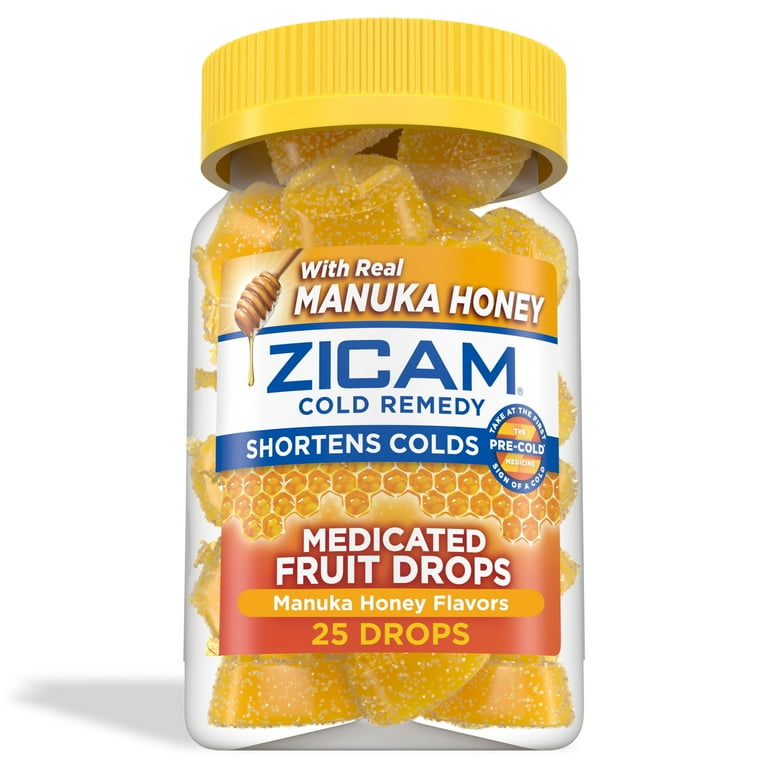 Zicam Cold Remedy Chewable Zinc Medicated Lemon Fruit Drops, Honey