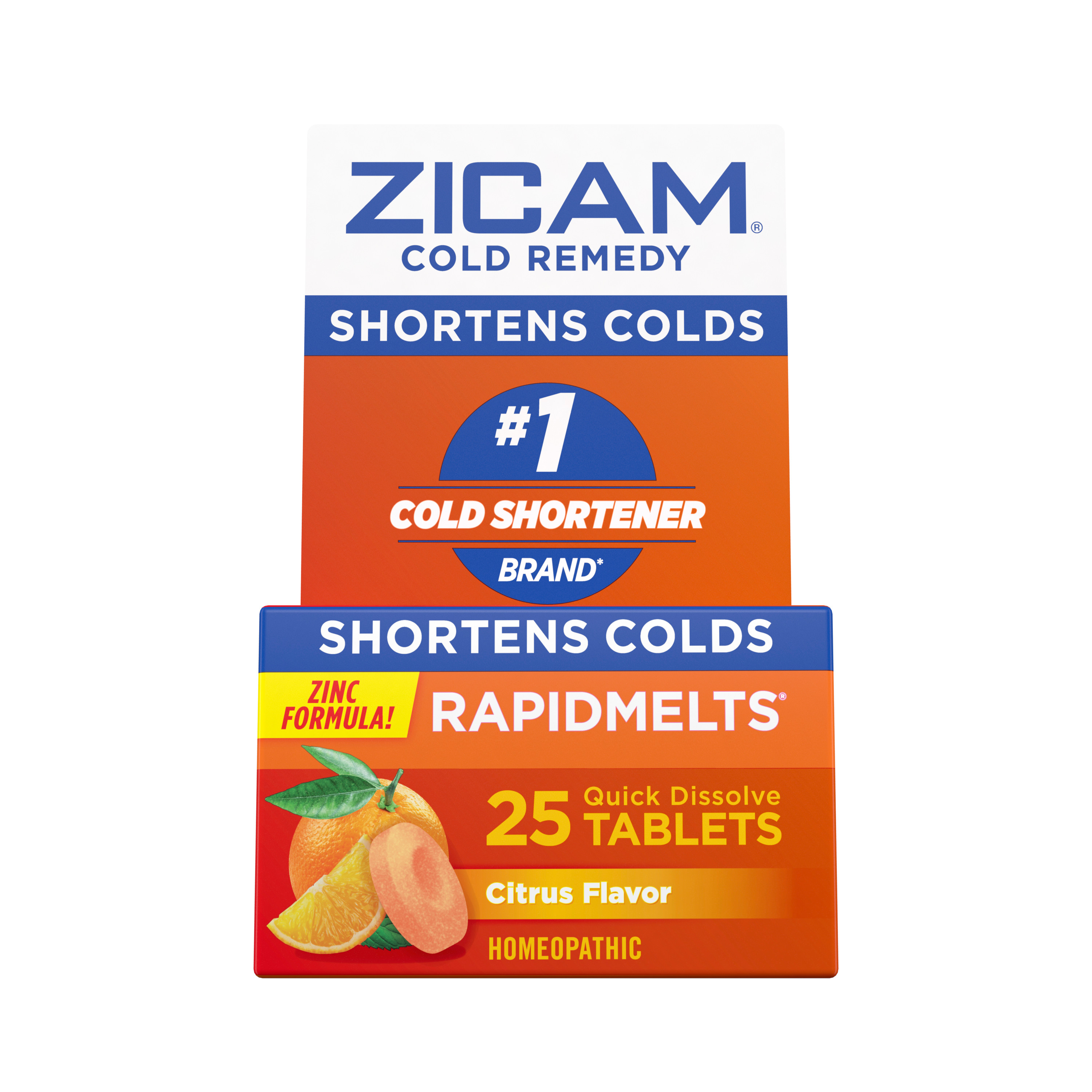 Zicam Cold Remedy Zinc RapidMelts, Citrus Flavor, Homeopathic Cold Shortening Medicine, 25 Count - image 1 of 11