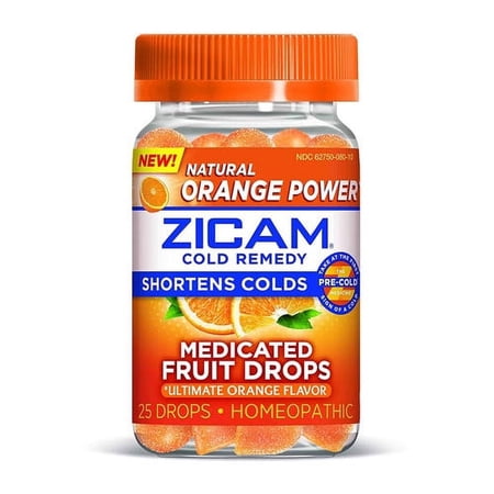 Zicam Medicated Fruit Drops, Ultimate Orange, 25 Ea, 6 Pack