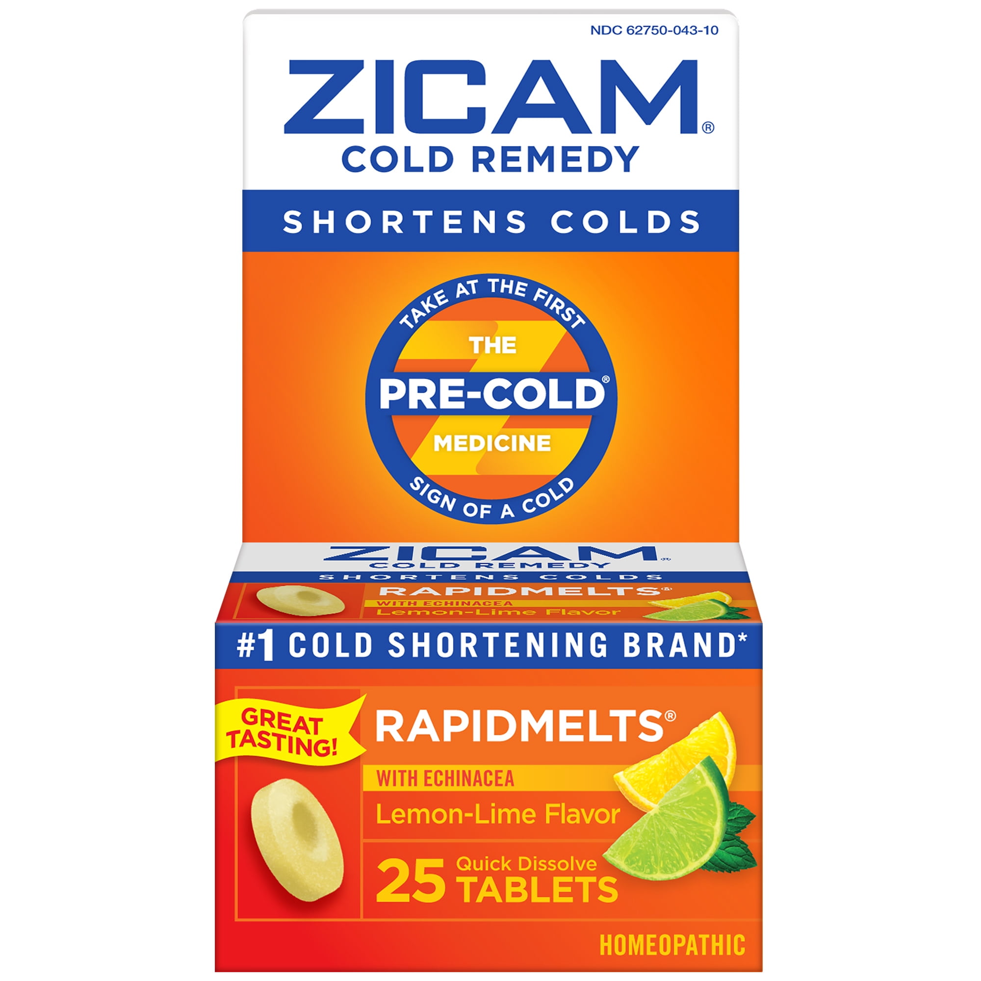 Zicam Rapidmelts Quick Dissolve Tablets Lemon-Lime Flavor Cold Remedy 25 ea