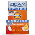 Zicam Ultra Cold Remedy Zinc Rapidmelts, Orange Cream Flavor, Homeopathic, Cold Shortening Medicine, Shortens Cold Duration, Sugar-Free, Dye-Free, 18 Count