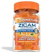 Zicam Zinc Cold Remedy Medicated Fruit Drops Ultimate Orange Flavor 25ct