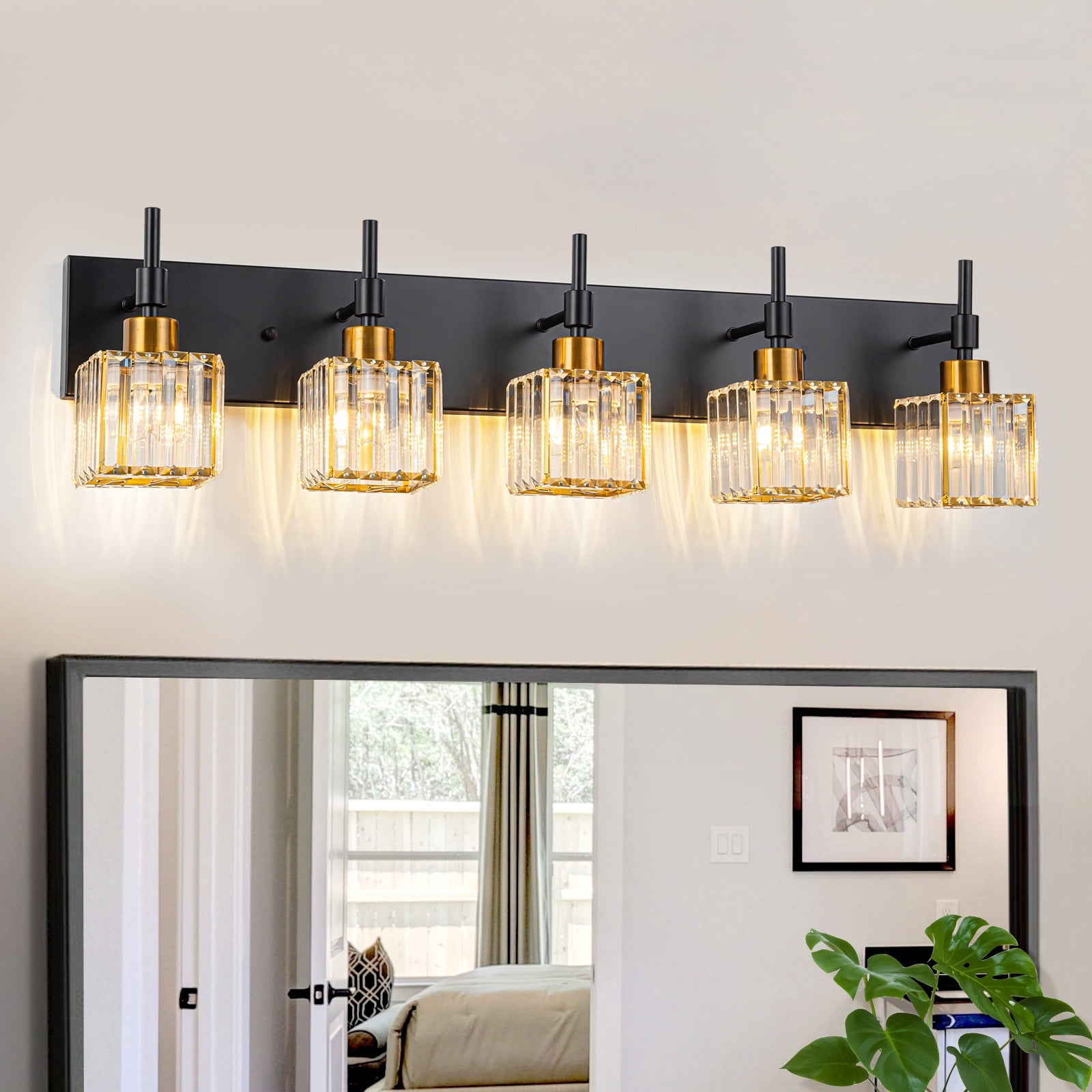 Zicbol Ora Modern Dimmable Crystal Bathroom Light Fixtures Over Mirror ...