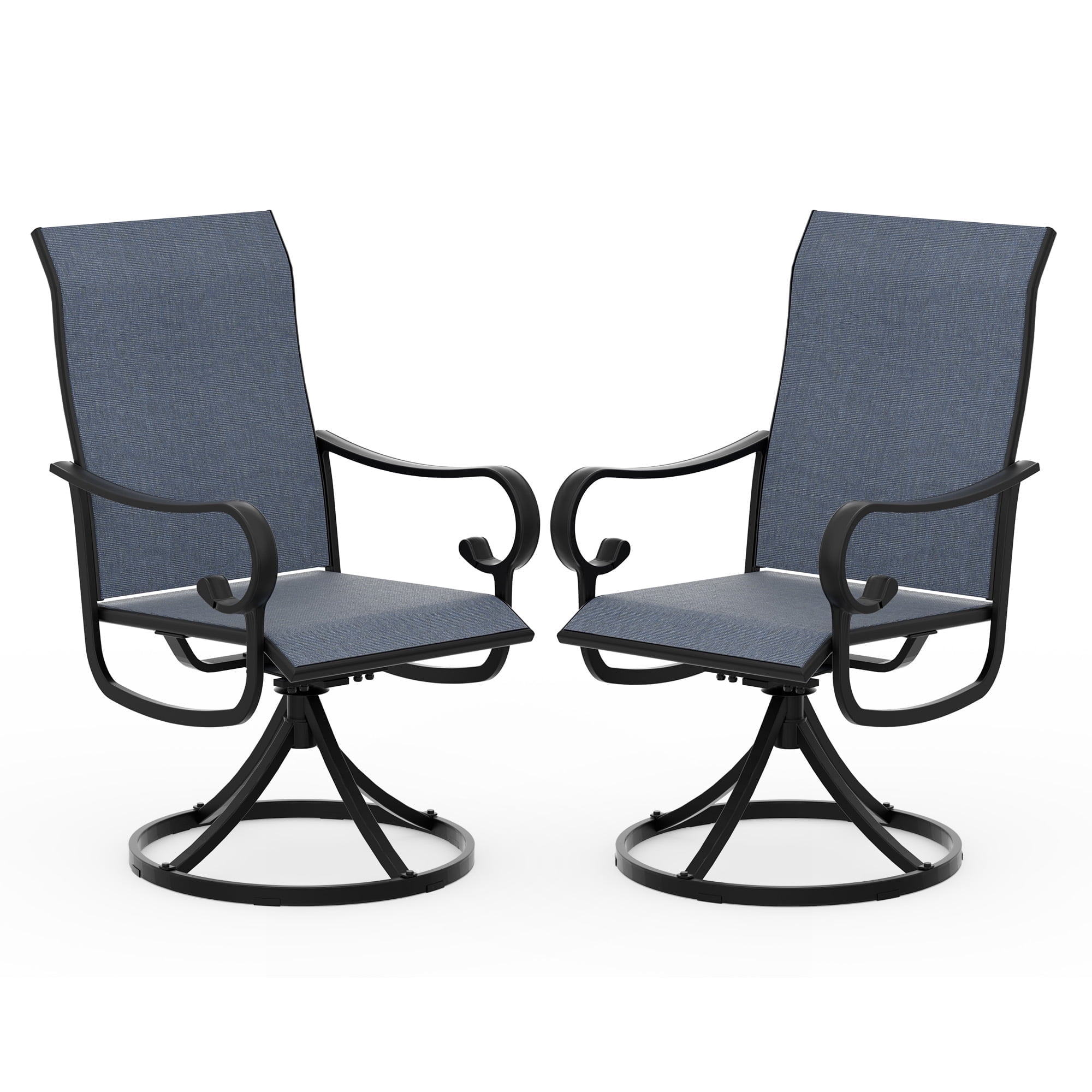 Zidtia Patio Swivel Rocker Chairs Set of 2, High Back Outdoor Dining Chairs with Sturdy Metal Frame, All-Weather Swivel Chairs,Blue
