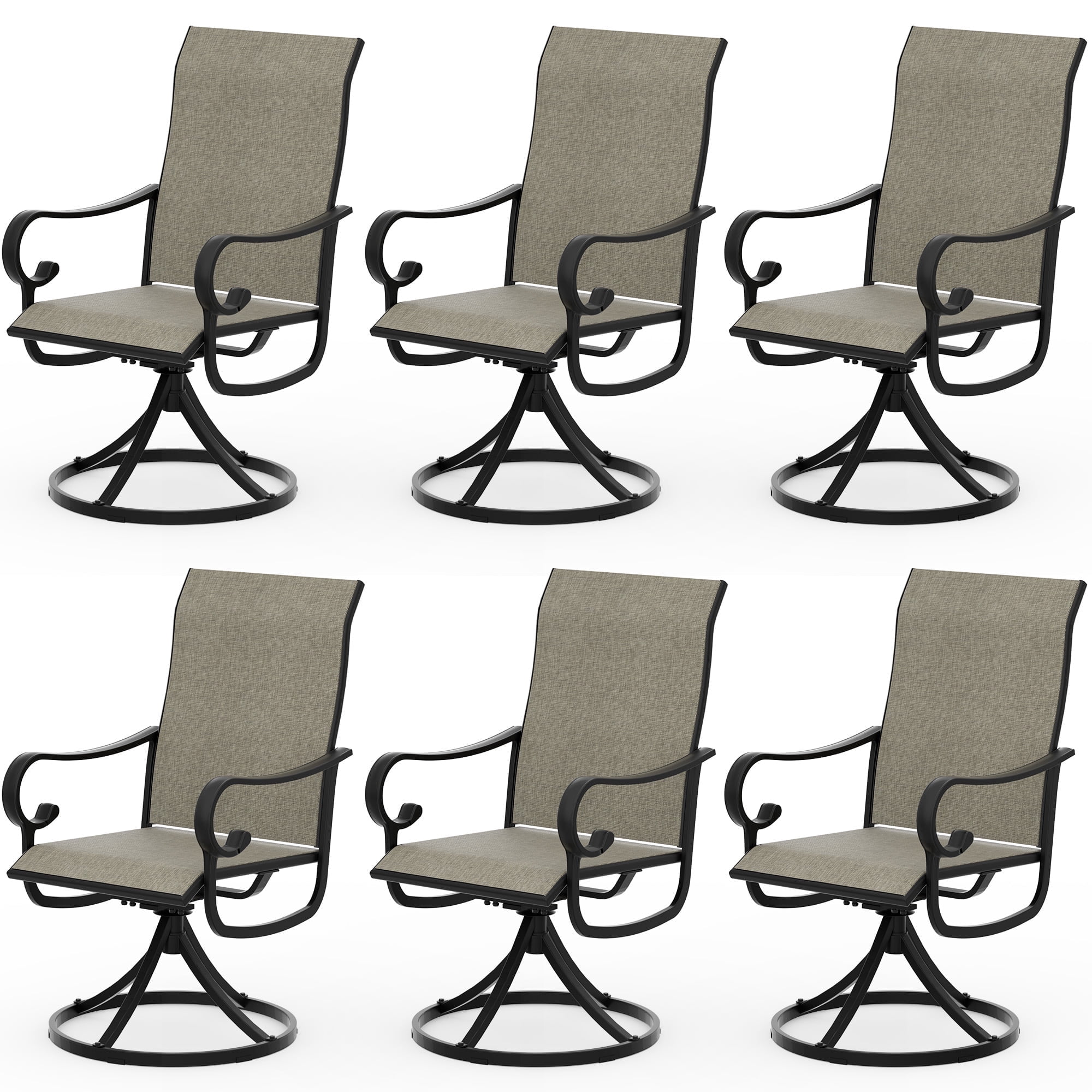 Zidtia Patio Swivel Rocker Chairs Set of 6, High Back Outdoor Dining