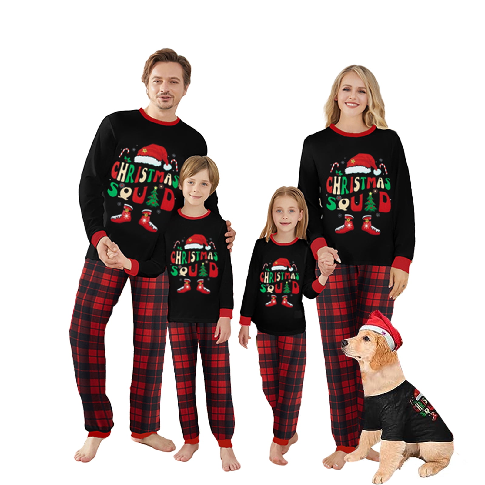 Zidweeken Christmas Family Pajamas Matching Set Letter Santa Hat Tree ...