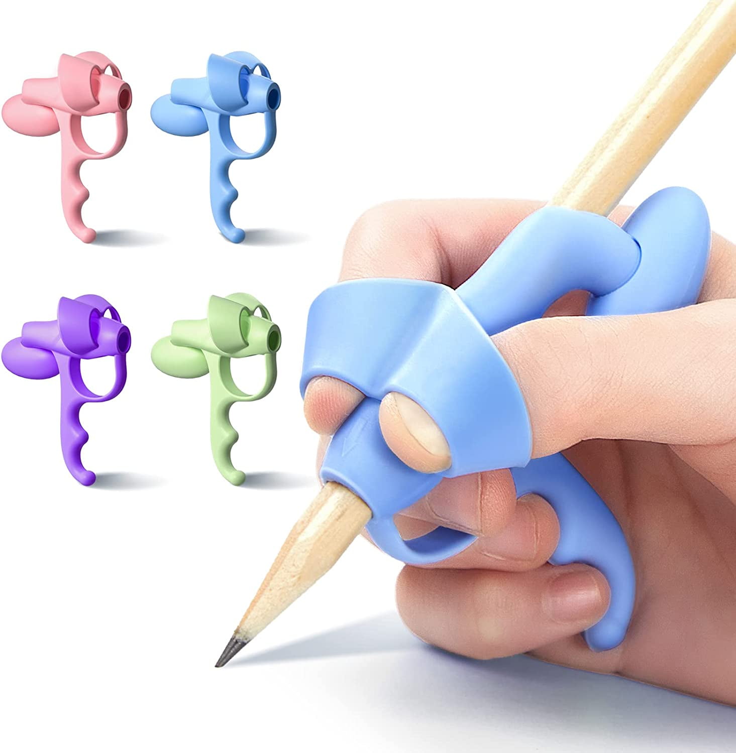 Ziediop Silicone Pencil Grip, Blue, 4 Count