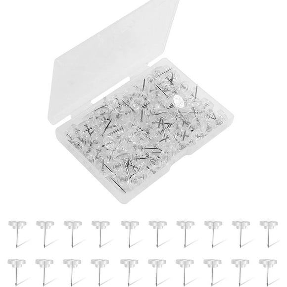 Ziediop Wall Hanging Clear Pins and Flat Thumb Tacks, (120 count)