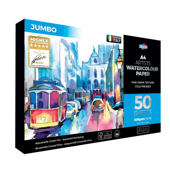 Zieler A4 Artists 11.69 x 8.27 Watercolor Paper, 50 Sheets