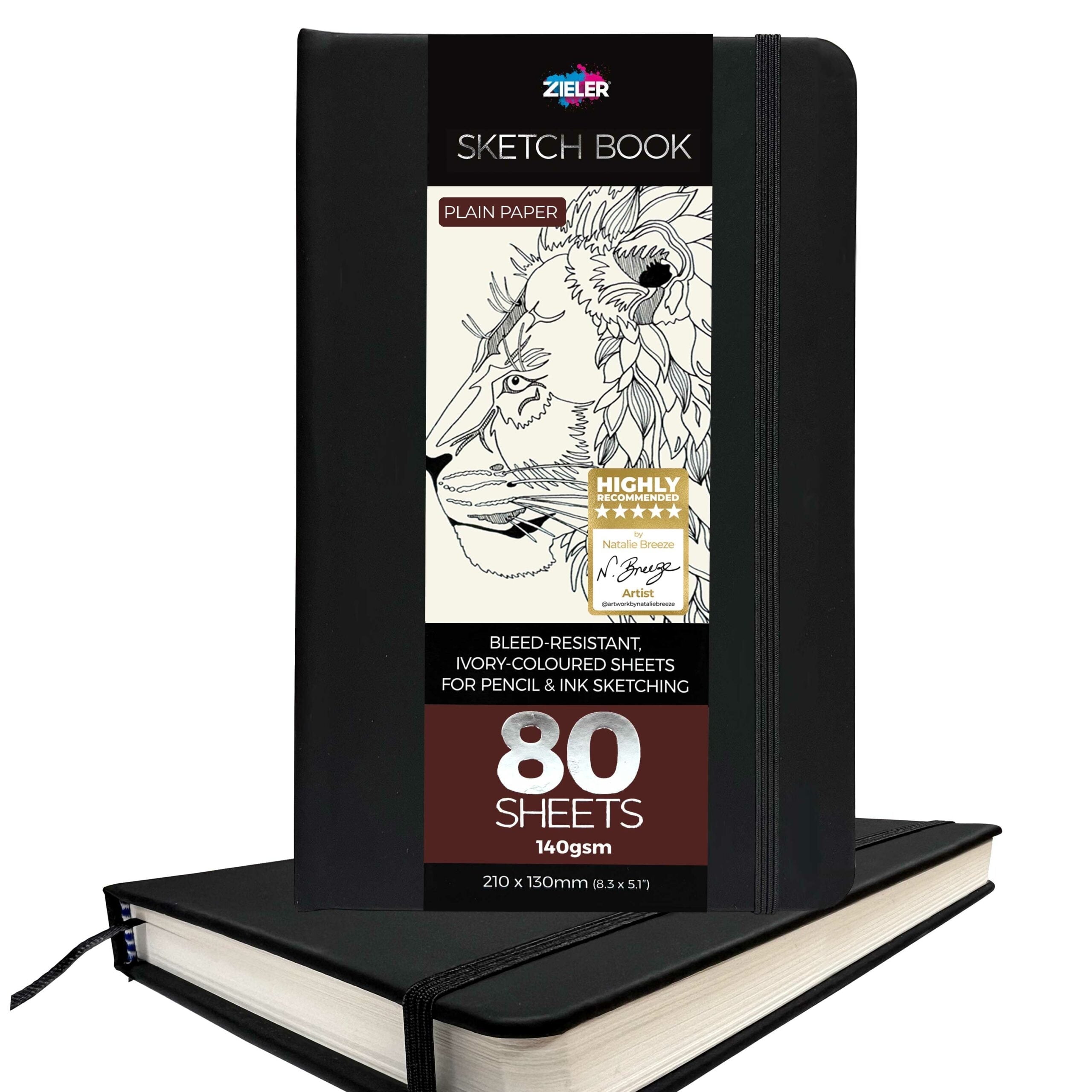 Zieler Skizzenbuch – 140x140 Mm, 80 Blatt, 140 G/m² | Hardcover, Mit Gummiband & Lesezeichen