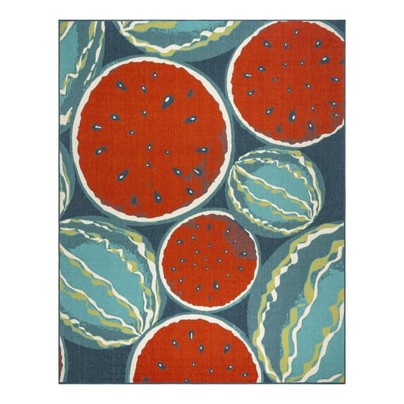 Ziesta Chomp Indoor/ Outdoor Polypropylene Red Machine Made Area Rug, 6x9