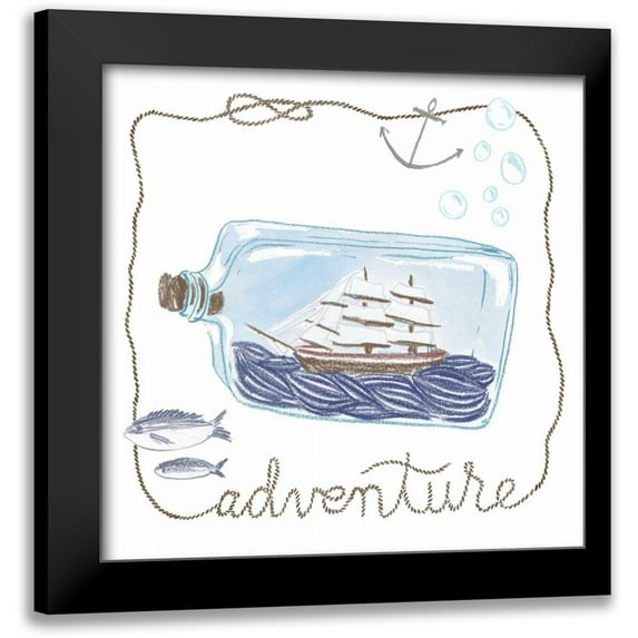Zieve Miller, Sara 20x20 Black Modern Framed Museum Art Print Titled - Ship in a Bottle Adventure