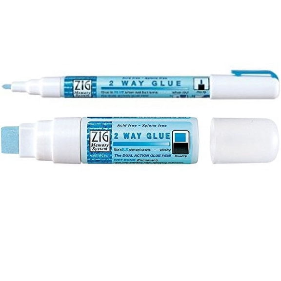 Zig 2 Way Glue Pen 2 Pack (1 Jumbo Tip, 1 Fine Tip)