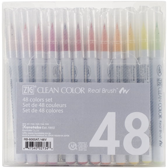 Zig Clean Color Real Brush Markers 48/Pkg-